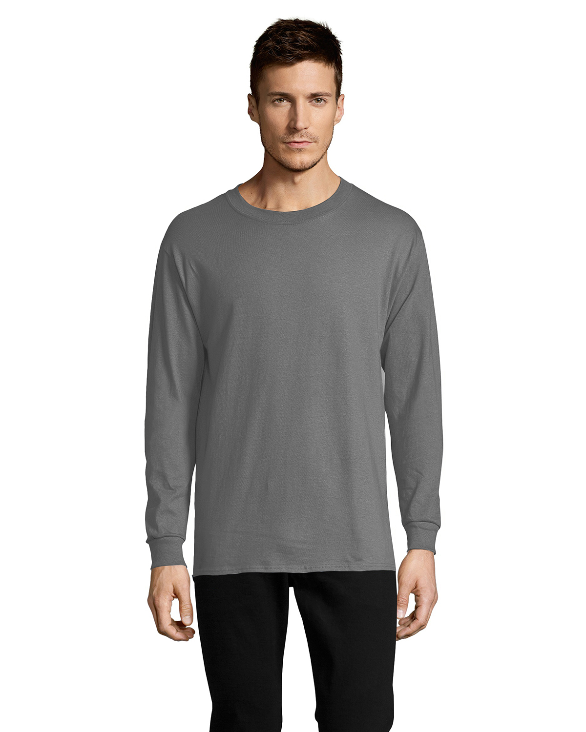 Hanes 5.2 oz ComfortSoft Cotton Long-Sleeve T-Shirt Black 5286 2XL 